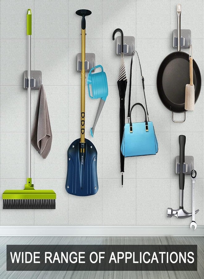 Enclave Stainless Steel Mop and Broom Holder Wall Mounted Adhesive Storage Solutions for Broom Holders, Garage Storage Systems Broom Organizer. (1 RACK 1 HOOK (PACK OF 2)) - Image 5